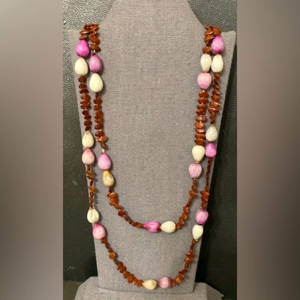 2Vintage purple & blue Job's tears seeds & watermelon/apple seeds, Boho necklace
